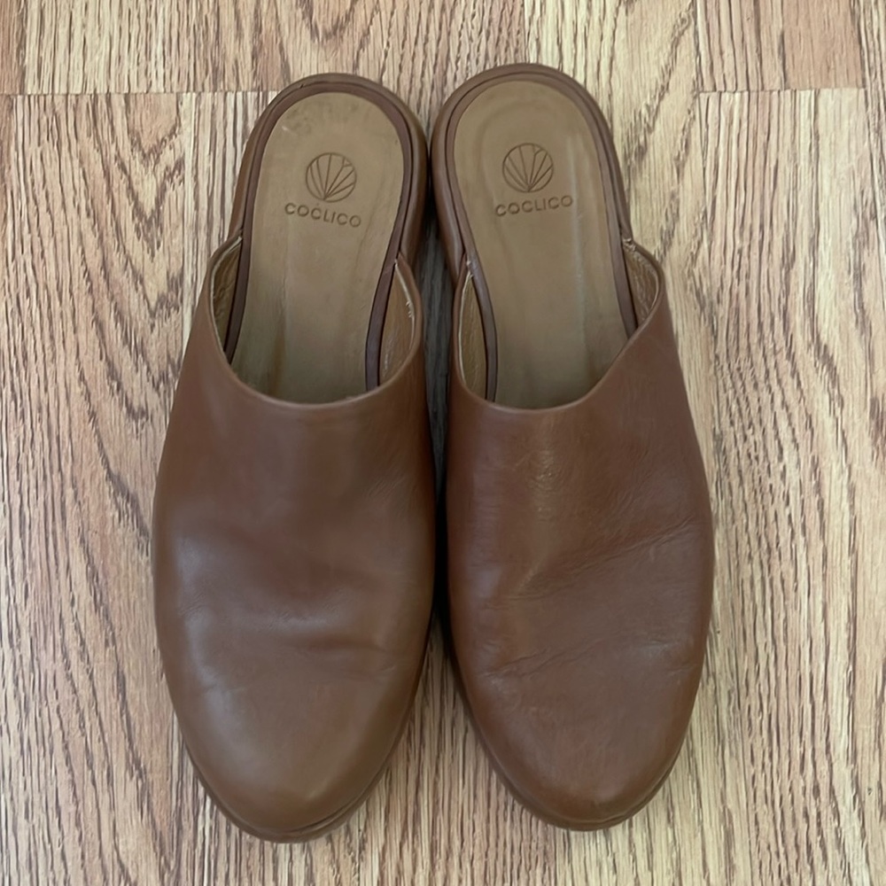 Coclico Slip On Sandal Noodles Slide in Carmello Cognac Brown Size 38 US 7.5/8